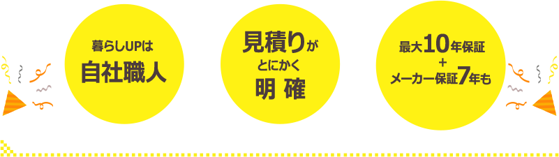 暮らしUPは自社職人、見積りがとにかく明確、最大10年保証＋メーカー保証7年も